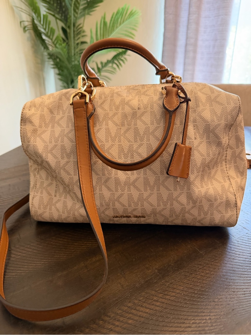 Michael Kors Brown Monogram Satchel Bag